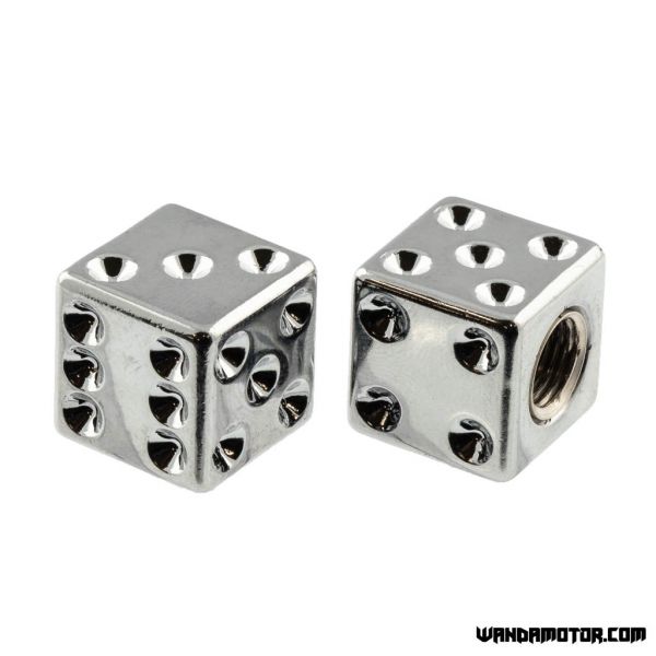 Valve cap pair dice chrome-1