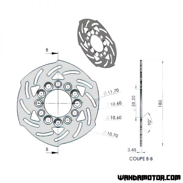 Brake disc Motoforce 180 mm-2