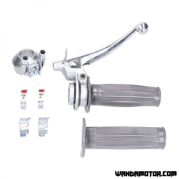 Grip set for classic mopeds silver/grey-1