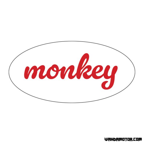 Sivuposken tarra Monkey [Cursive] valko-punainen-1