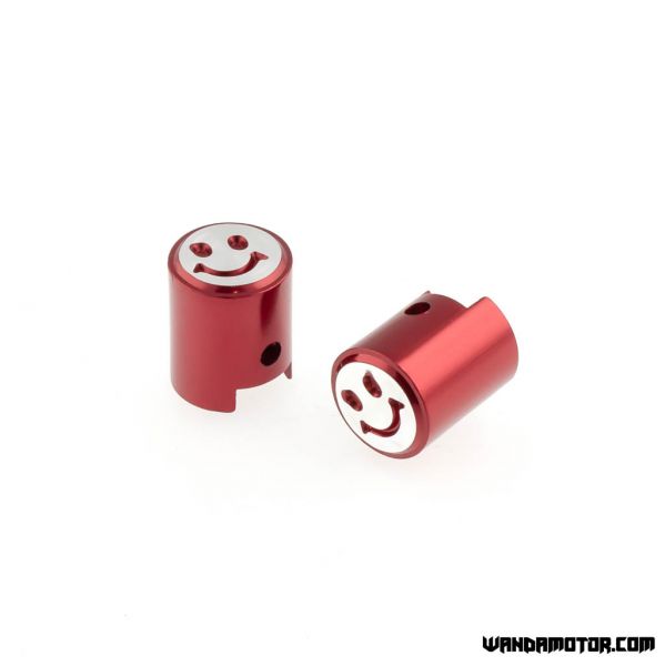 Valve cap pair Smile red