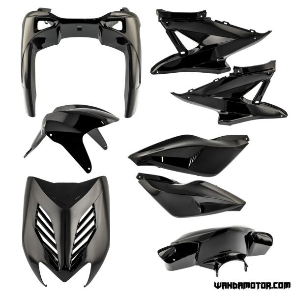 Plastic set Yamaha Aerox glossy black 8-parts